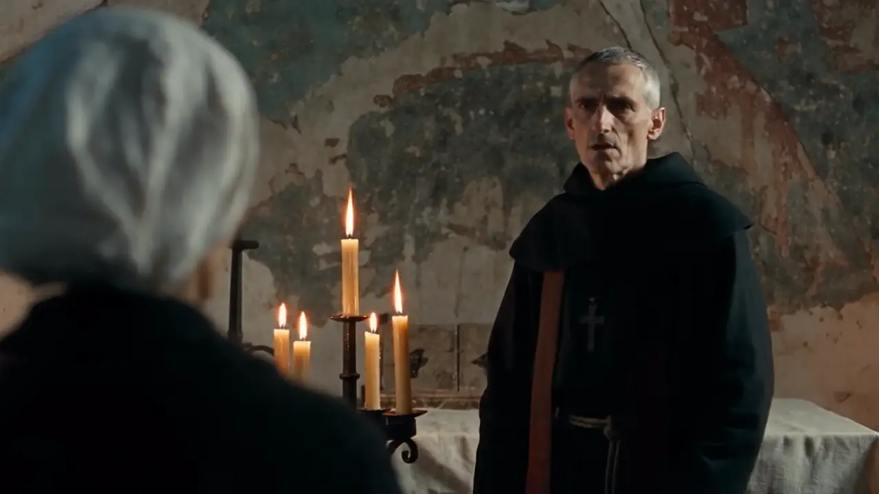 Father Anselm and Hilda in the church